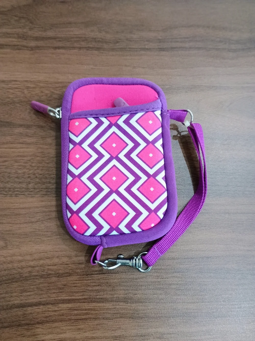 Pink & Purple Geometric Wristlet Clutch